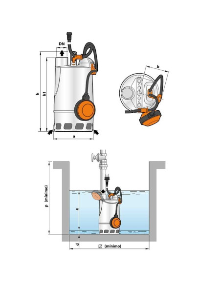 ELECTROBOMBA SUMERGIBLE PARA AGUA AY - 160 RXm1 INOX AYERBE