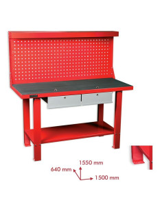 Mesa de trabajo metálica con dos cajones y panel DOGHER TOOLS