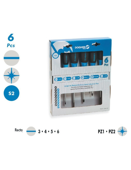 Juego de 6 destornilladores Industrial Plus R-PZ DOGHER TOOLS