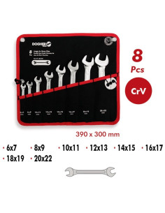 Bolsa 8 llaves fijas doble boca abierta CrV DOGHER TOOLS