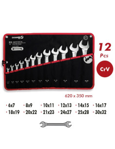 Bolsa 12 llaves fijas doble boca abierta CrV DOGHER TOOLS