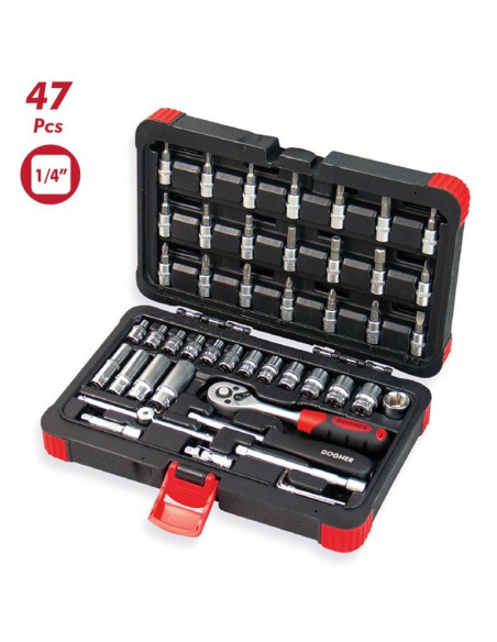 Maletín vasos Hexagonales 1/4" 47 Pzas DOGHER TOOLS