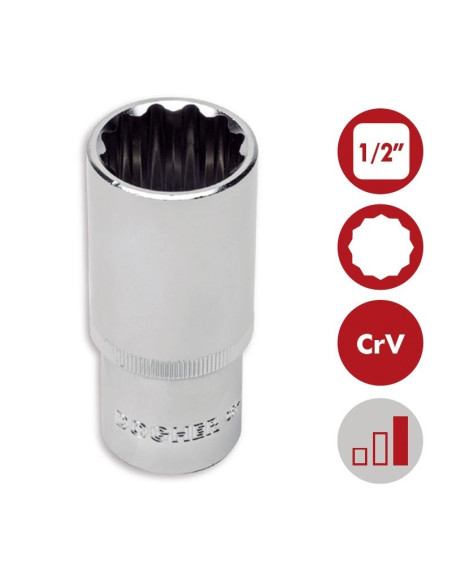Llaves de vaso BiHexagonales serie larga 1/2" CrV DOGHER TOOLS
