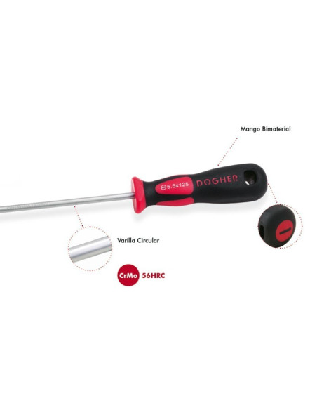 Base 7 destornilladores Boca Recta y PZ CrM Profesional 1/3 DOGHER TOOLS