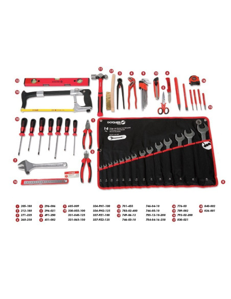 Composición caja de herramientas con 50 herramientas DOGHER TOOLS