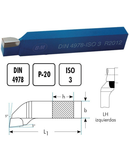 Cuchillas torno acodadas ataque lateral a izquierdas LH MD P20 DIN4978 BM