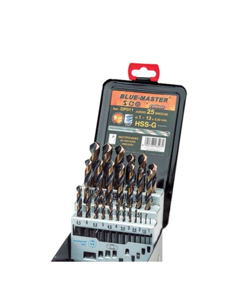 Juego de 25 brocas HSS G BC02 1 a 13 cada 0,5 mm BLUE MASTER