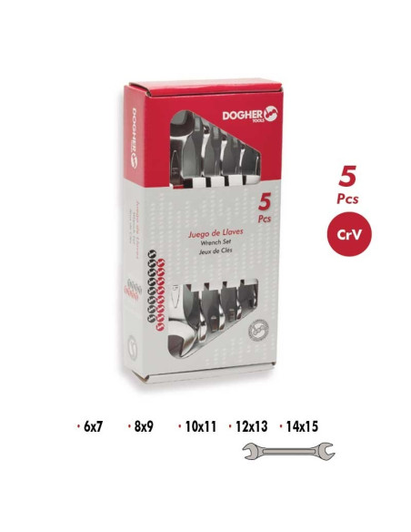 Caja 5 llaves fijas doble boca abierta CrV DOGHER TOOLS