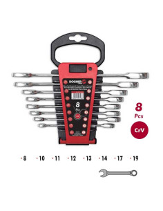 Juego 8 llaves combinadas con carraca plana CrV DOGHER TOOLS