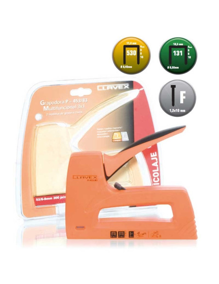 Grapadora manual Clavex P-453/83 para grapas 530 o 131 y brads