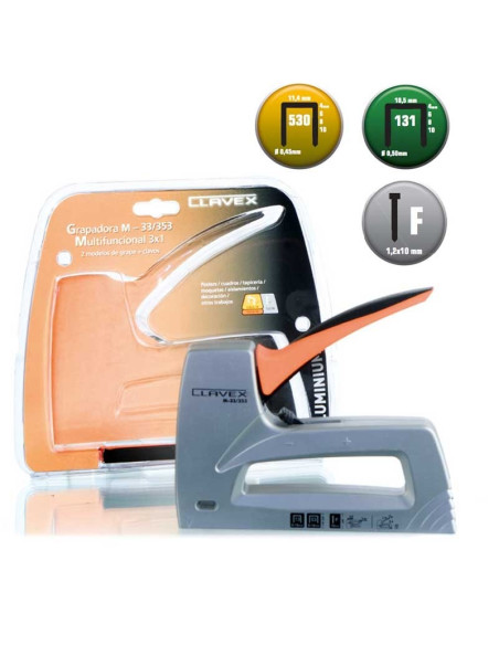 Grapadora manual Clavex M33/353 para grapas 530 o 131 y Brads