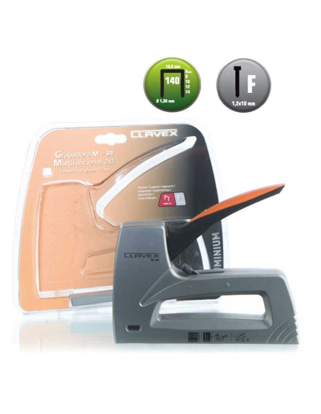 Grapadora manual metálica Clavex M34 para grapas 140 y Brads