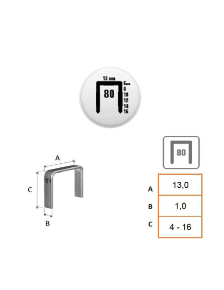 Grapa 80 de 4 a 16 mm CLAVEX en paquetes de 10.000 unidades
