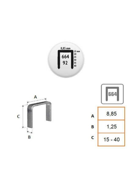 Grapa 664 de 15 a 40 mm en paquetes de 5.000 unidades