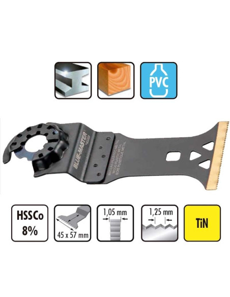 Hoja de sierra oscilante HSS-CO 8% TiN 45 X 57 mm STKT5112 BLUE MASTER
