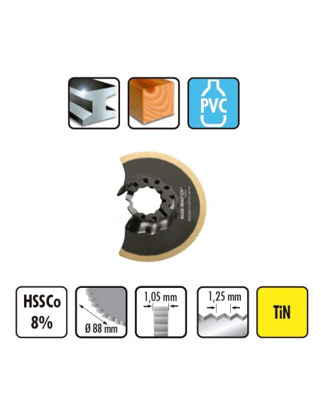 Disco de sierra oscilante HSS-CO 8% TiN Ø 88 mm STKT5122 BLUE MASTER