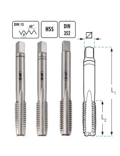 Juego de tres machos para roscar a mano HSS DIN352 BLUE MASTER