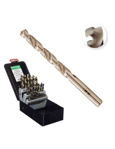 Juego de 25 brocas HSS-CO 8% BC58 1 a 13 cada 0,5 mm BLUE MASTER