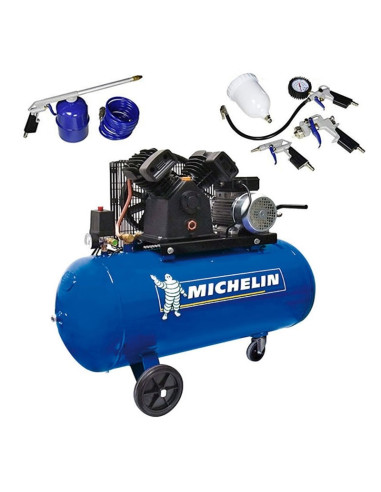 Compresor de aire MICHELIN 3 HP 100 litros de transmisión correas VCX100