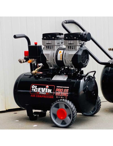 Compresor silencioso 1,5 HP 25 litros con 62 dB PRO25SILENC CEVIK