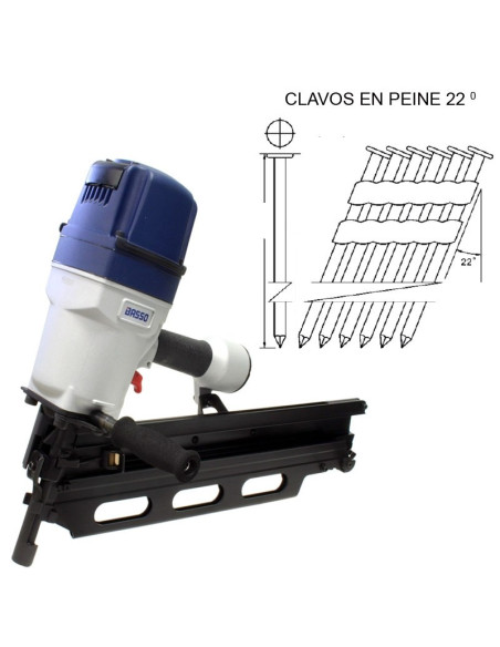 Clavadora clavos de 100 a 130 mm a 22º reg. profundidad BEXA22130A1 BEX